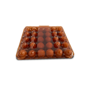 Cubetas de plástico PET reciclado para 30 huevos X290 Und Ámbar