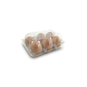 Estuches de plástico PET reciclado para 6 huevos Caja X440 Und Transparente